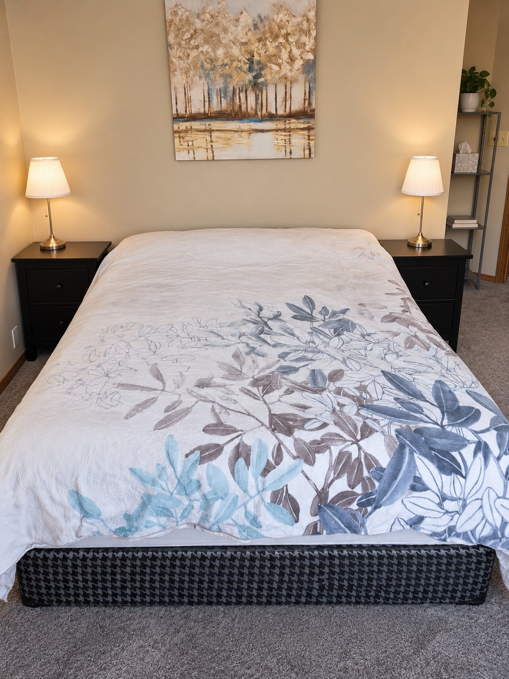 Home Linens Hideaway Queen Duvet Cover 100% Cotton Reversible Botanical